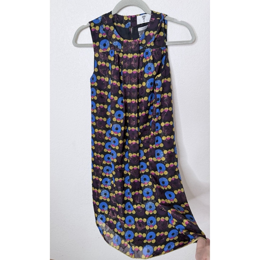 ANNA SUI Metallic Circles Sleeveless Dress Women's XS NWT $50